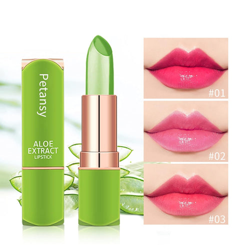 Petansy 3 Packs Aloe Vera Lipstick, Long Lasting Moisturizing Lip Balm, Magic Temperature Color Change Lip Gloss Set