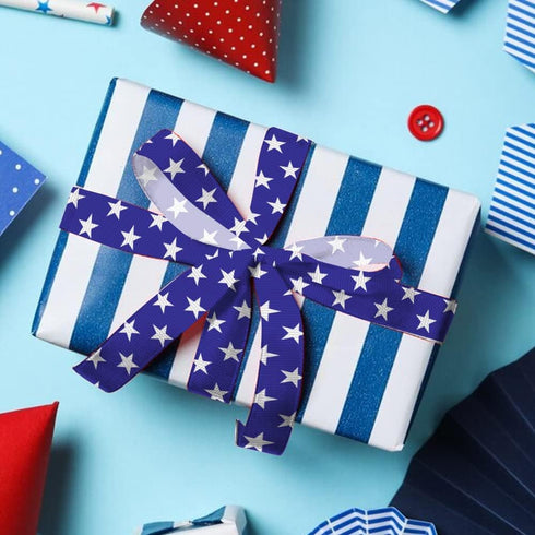 Hying 12 PCS 4th of July Patriotic Ribbons, 3/8" Grosgrain Ribbons Red Blue for Gift Wrapping, Memorial Day Decoration