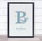 The Card Zoo New Baby Birth Details Christening Nursery Blue Elephant Initial B Gift Print