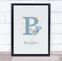 The Card Zoo New Baby Birth Details Christening Nursery Blue Elephant Initial B Gift Print