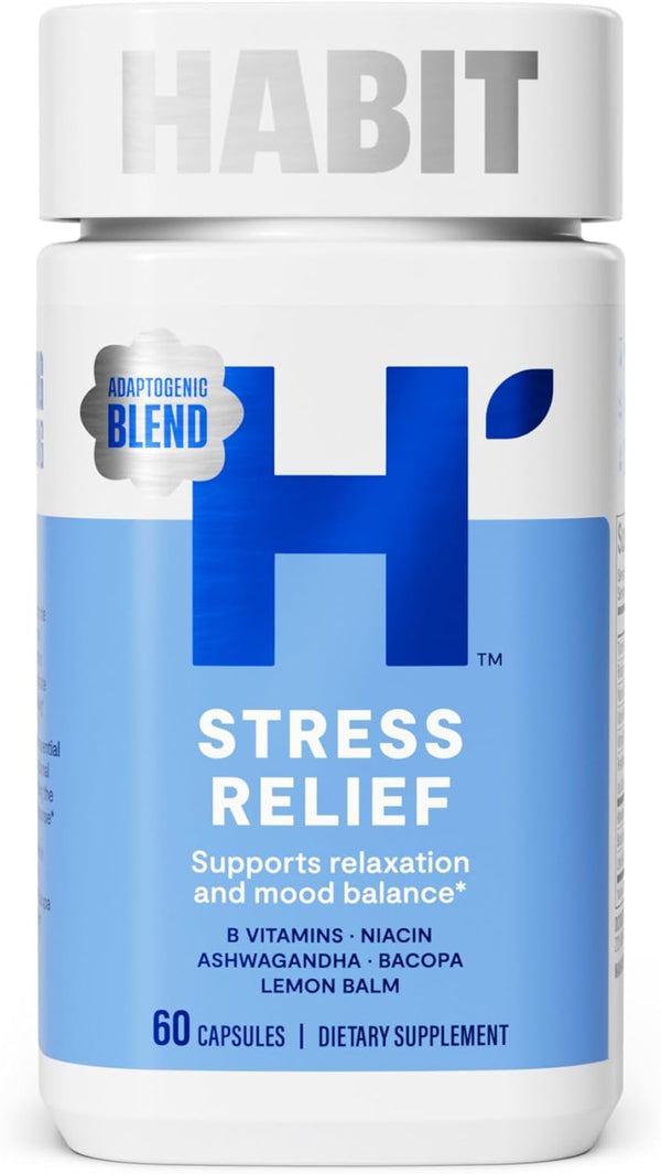 HABIT Stress Relief Supplement | 60 Capsules | Supports Relaxation & Mood Balance, Vegan, Non-GMO
