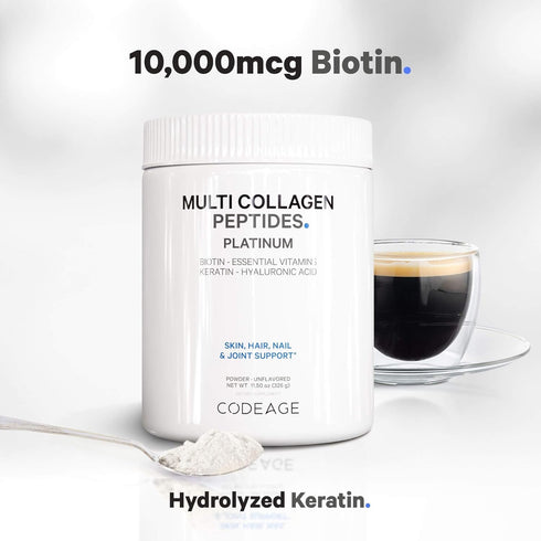 Codeage Multi Collagen for Women & Men, Biotin 10000mcg, Protein Powder with Vitamin C, D3, 11.5oz