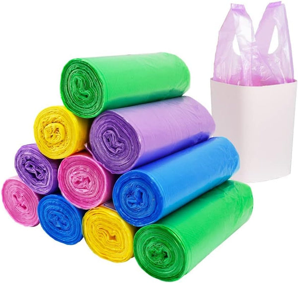 4 Gallon Thicken Value Small Colorful Trash Bags with Handle, 200 Counts for Bathroom, Bedroom, Office