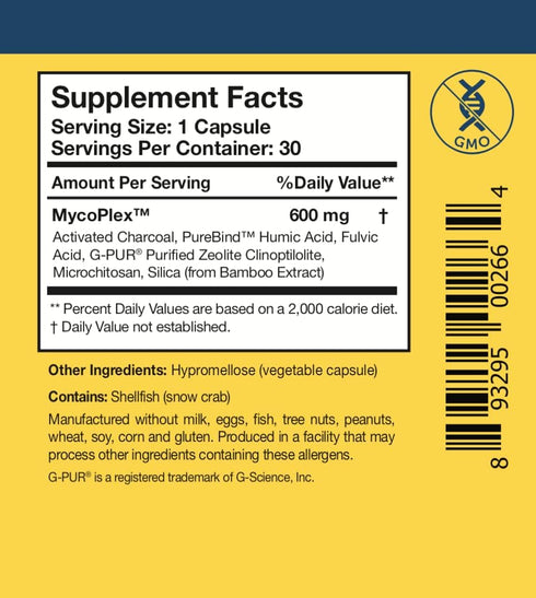 Researched Nutritionals MycoPul - Advanced Toxin Binder Complex with Activated Charcoal, Fulvic Acid, 30 Capsules