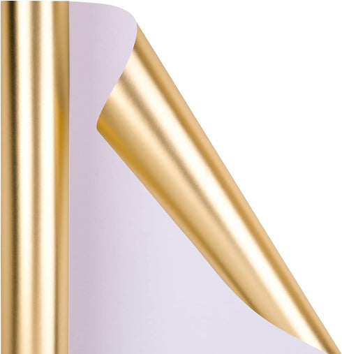 RUSPEPA Golden Metallic Wrapping Paper - Solid Color Matte Paper for Wedding, Christmas, Baby Shower (17.5" x 32.8')