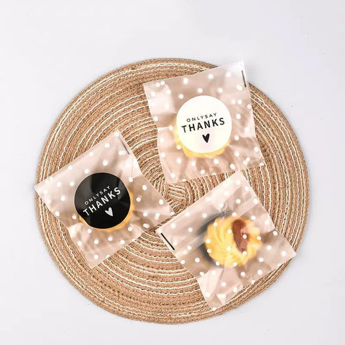 TuNan 400pcs 4x4 Inch, Packaging, Thanks Self Adhesive Candy Cookie Bags Small Clear Cellophane Bags for Party Favor