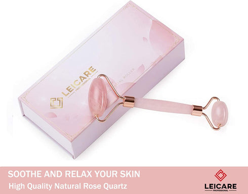 Jade Roller for Face - Rose Quartz Skin Care, Stone Facial Roller, Face Massager for Women, Relieve Stress