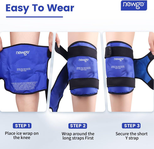 NEWGO Ice Pack for Knee Replacement Surgery, Reusable Gel Cold Pack Wrap for Knee Injuries, Pain Relief, Swelling