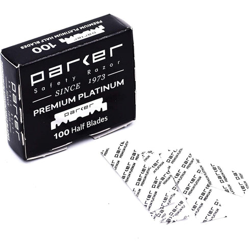 Parker Safety Razor Premium Platinum Single Edge Razor Blades, 100 Count for Professional Barber & Shavette