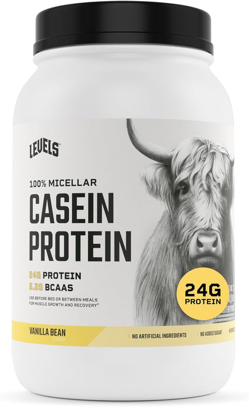 Levels 100% Micellar Casein Protein - Vanilla Bean - 2LB - Hormone Free