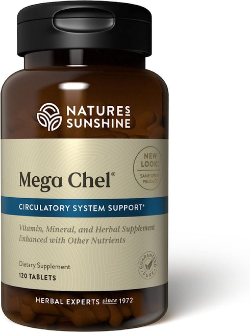 Nature's Sunshine Mega-Chel, 120 Tablets, Complete Vitamin with Antioxidants, Herbs, Vitamins, Minerals for Circulatory