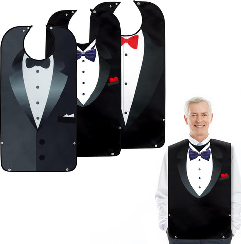 Adult Bibs - Washable, Reusable Clothing Protectors with Crumb Catcher for Men