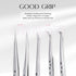 Lankiz Lash Tweezers for Eyelash Extensions, Stainless Steel Straight and Curved Volume Tweezers Set (5PCS-Silver)