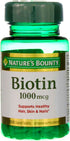Nature's Bounty Biotin 1000 mcg Vitamin Supplement Tablets, 100 ea (Pack of 2)