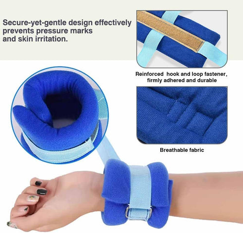 QNZKIOXV 4 Patient Restraints Limb Holders PCS, Hospital Bed Restraints for Elderly, Quick Release for Wrists, Ankles