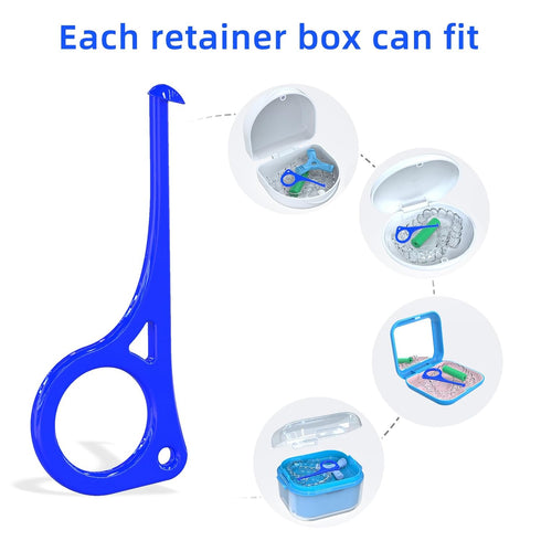 Aligner Removal Tool, 5 Invisible Braces Removal Tools for Dentures, Trays, Retainers, and Aligners (Dark Blue)