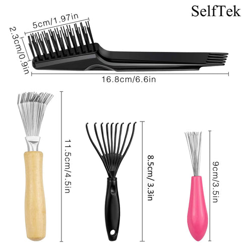 SelfTek 4 Pack Hair Brush Cleaning Tool - Home or Salon Use for Removing Hair and Dust