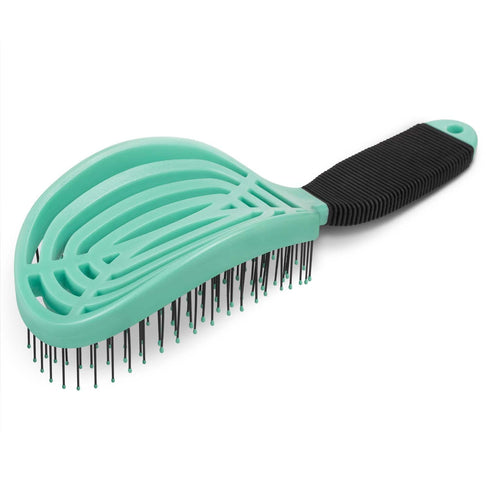 NuWay 4HAIR Double Curved Detangling Brush, U.S. Patented, Hair Dryer Safe, Mint Green