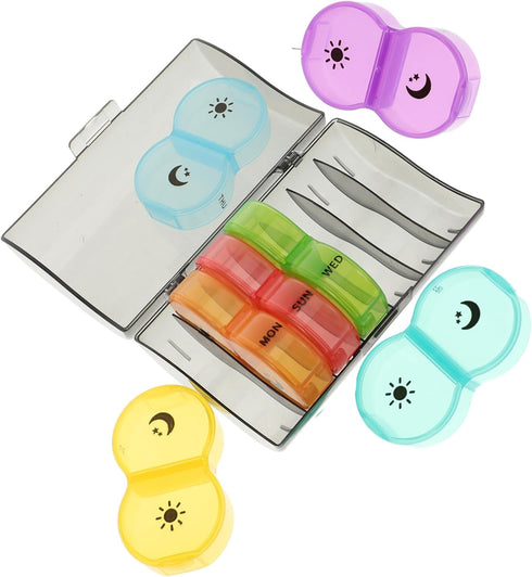 Weekly Portable Medication Organizer for -Day Pill Case Airtight Design Sturdy Wear-Resistant