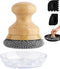 Cast Iron Scrubber and Scraper,Chain Mail Cleaner with Bamboo Handle & Draining