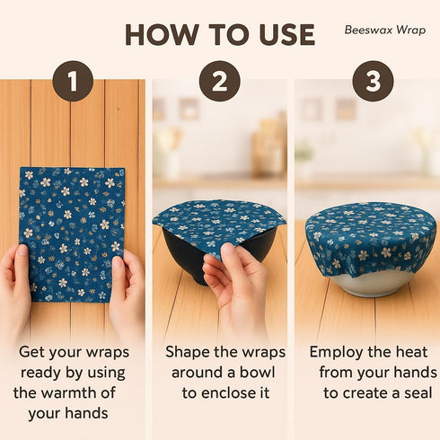 Reusable Beeswax Food Wraps 9-Pack, Organic Eco-Friendly Sustainable Plastic-Free for Sandwiches, Bread, Produce &