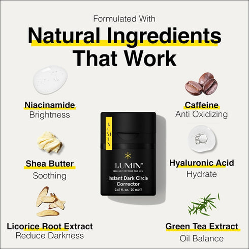 Lumin Instant Dark Circle Corrector for Men, Reduce Dark Circles, Puffiness, Under Eye Makeup, Men's Eye Cream, 20mL