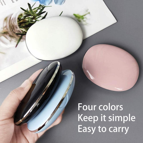 ofone Cute Contact Lens Case, Oval Holder with Removal Tool, Mirror, and Tweezers for Women and Girls (Black)