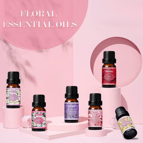 SALKING Floral Essential Oils Set, Premium Pure Natural Oils, 6 x 10 ML Fragrance Oils for Oil Diffusers - Lavender,