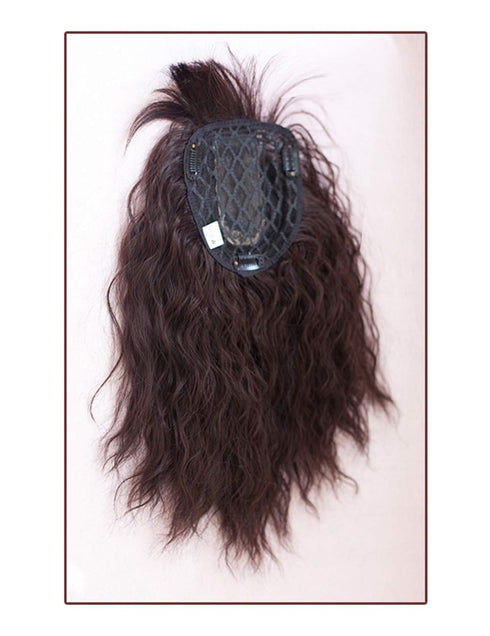 Water Wavy Hair Forehead Piece Clip, Middle Part Topper with Choppy Fringe, Thin, 45cm, Dark Brown