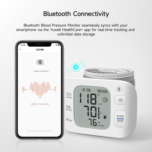 yuwell Smart Wrist Blood Pressure Monitor with Bluetooth | Medical Grade, BP Machine for Home Use | Ultra Light Weight