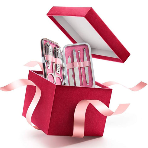Manicure Pedicure Set, Stainless Steel Nail Clippers Portable Travel Grooming Kit with Snap-shut Case