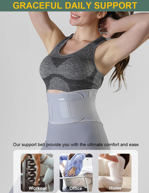 SUJAYU Lightweight Back Brace for Lower Back Pain Women Men, Adjustable Lumbar Support Waist Support Brace for Women