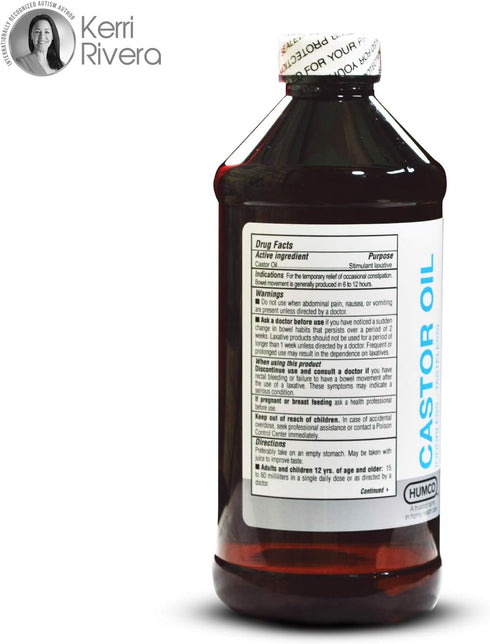 Humco 16oz Castor Oil USP Food Grade Ultra Pure - Skin Healing Stimulate Growth of Hair Eyelashes Eyebrows - Cold