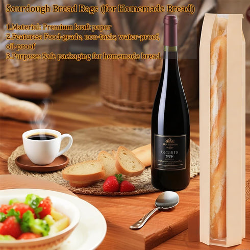 PEOKPIPLE 1000 120-Pack 4.5 2.5 16 Inch Packaging Bread Bags for Homemade Bread with Labels, x x Paper Bags for Bread