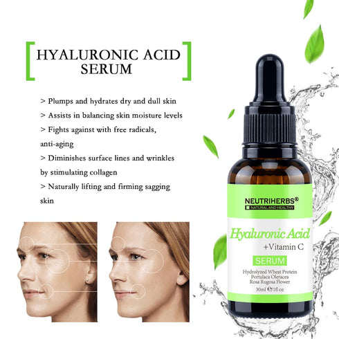Neutriherbs Hyaluronic Acid Serum, 30ml, Lightweight Daily Facial Serum for Oily & Acne-Prone Skin