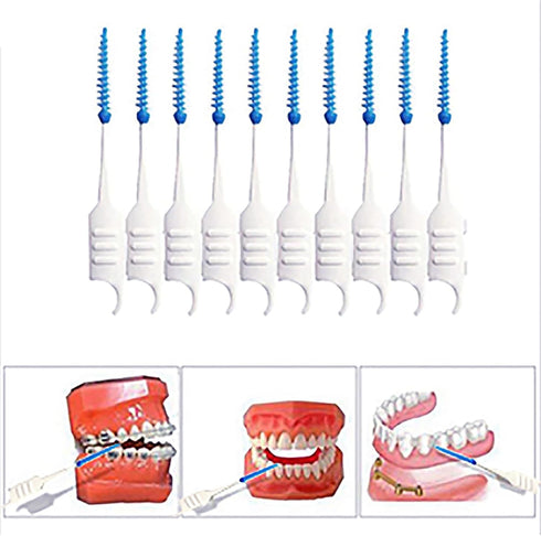 200PCS Interdental Brushes, Double-Ended Silicone Toothpick Dental Floss Picks with Disposable Bristles