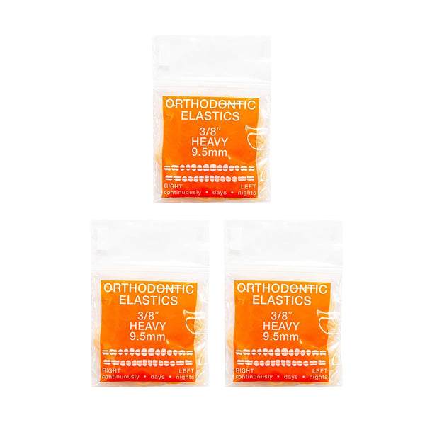 JMU Orthodontic Elastics 3/8 Heavy, 300 Pack of Rubber Bands, Intraoral Latex Dental Bands