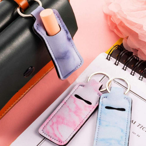 Pengxiaomei 5 Pcs Chapsticks Holder Keychain, Lip Balm Holder for Women, Stocking Stuffers for Lipstick