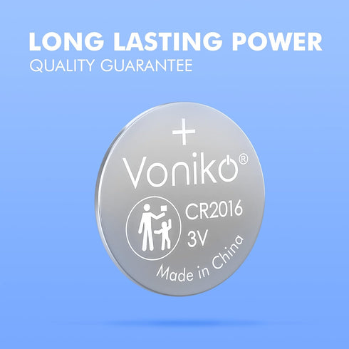 Voniko CR2016 3V 5 Pack 7 Lithium Batteries for Child Safety, Compatible with Remotes, Key Fobs, Glucose Monitors