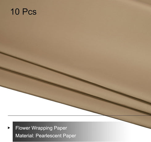MECCANIXITY 10 Pcs Flower Wrapping Paper, 22.8x22.8 Inch Waterproof for Florist Bouquet Supplies, Gift Packaging Brown