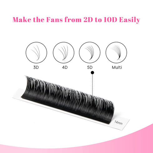 TDANCE Easy Fan Lash Extension, Rapid Blooming Volume Eyelash Extensions, C CC D DD J B L Curl, 0.03-0.12mm