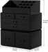 READAEER 3 Pieces Makeup Organizer with 6 Drawers for Cosmetic Storage (Black)