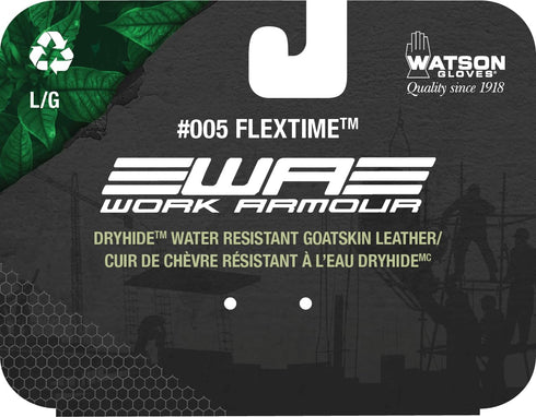 Watson Gloves ' Flextime Water Resistant High-Performance Sustainable Work Glove - Dryhide Goatskin Palm, Spandex