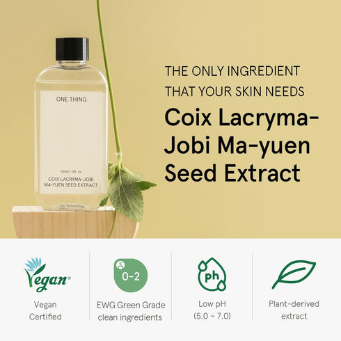 ONE THING Coix Seed Extract Toner 5.07 Fl Oz - Hydrating Exfoliating Extract for Dewy Skin, Dark Spots, Acne Scars