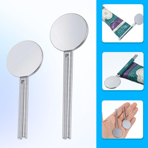 Mabor 2Pcs Toothpaste Tube Squeezer, Round Stainless Steel Metal Toothpaste Key Squeezer Roller Tube Wringer Dispenser