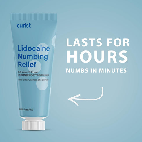 Curist 5% Lidocaine Cream - Maximum Strength Topical Pain Relief, 6 oz XL Tube for Effective Numbing