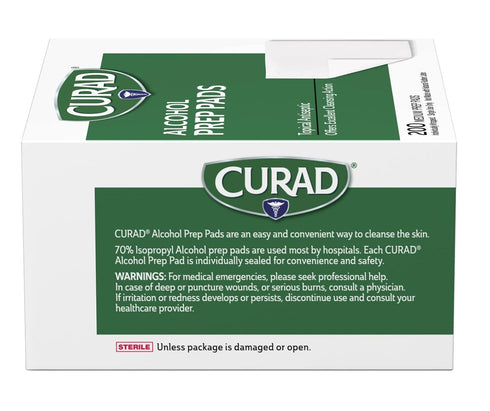 Curad Alcohol Disinfectant Prep Pads, 2-ply, Medium Size, 200 Count