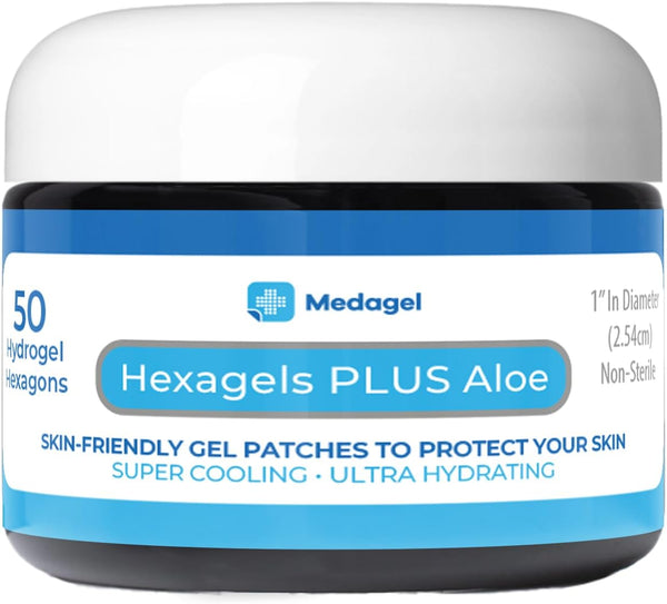 Hexagels Plus Aloe Vera Hydrogel Pads, Blister Prevention, Instant Cooling Relief of Skin Irritations, 50ct Hexagon Pads