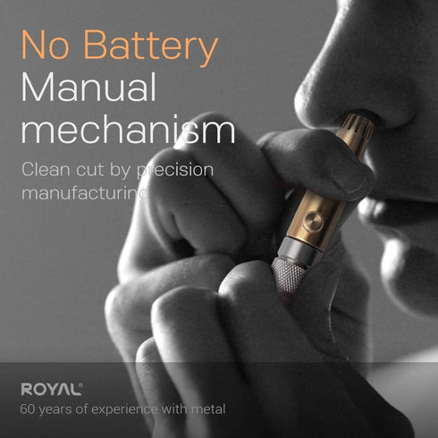 ROYAL Premium Nose Hair Trimmer for Men, Manual, Battery-Free, Waterproof, Brass & Stainless Steel, ET-32