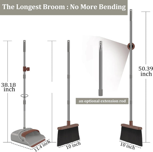 Set, Set kelamayi Upgrade Broom and Dustpan Self-Cleaning with Dustpan Teeth, Ideal for Dog Cat Pets Home Use, Super